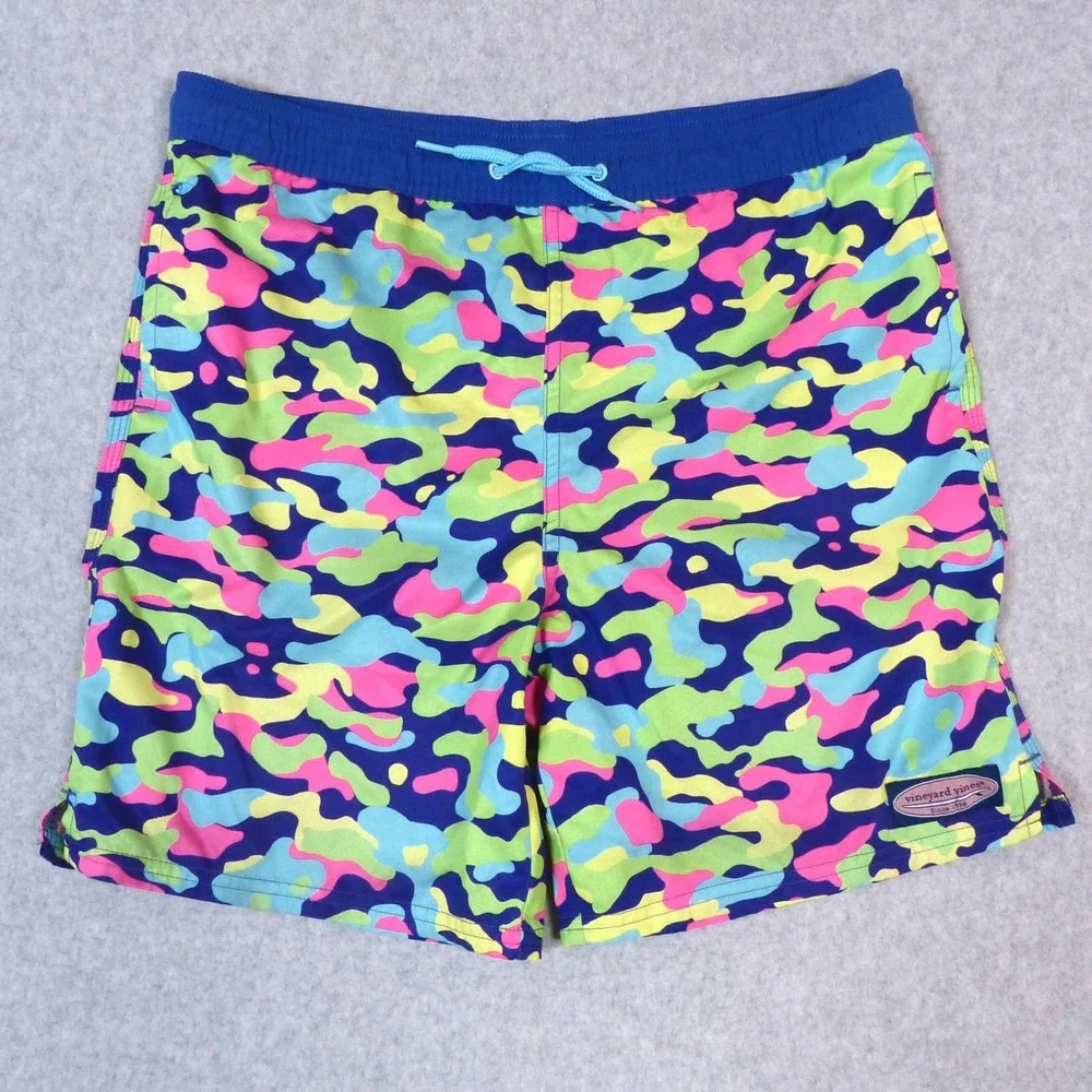 Vineyard Vines Speckled Neon Camo Youth Boys Swim Trunks Board Shorts Large 16